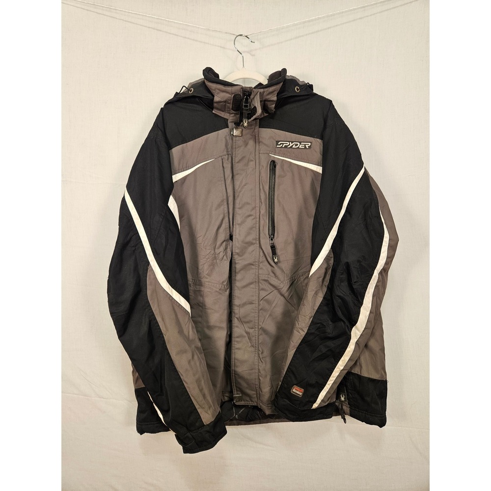 Spyder Technical Skiwear Jacket Mens XXL Grey Black Dermizax Thinsulate 3371